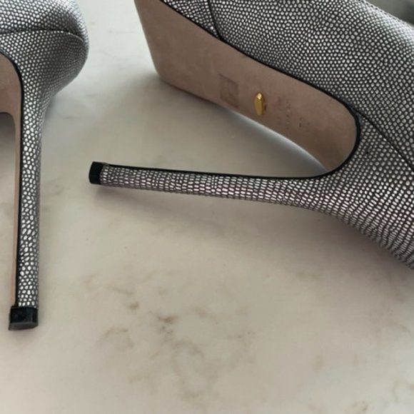 Sergio Rossi Platinum platform pumps, keyhole peep-toe, like new, size 8 - Picture 9 of 10